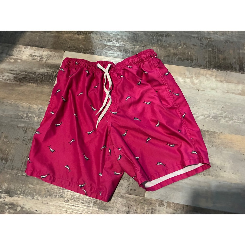 Old Navy Mens Pink Marlin Swordfish Print Swim Trunks Board Shorts Size Small